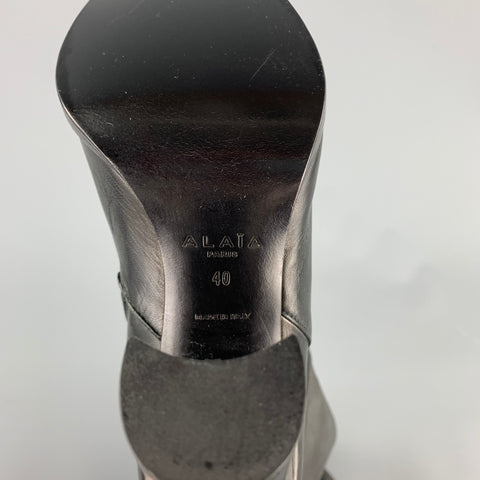 ALAIA Talla 10 Botas de tacón grueso de cuero negro