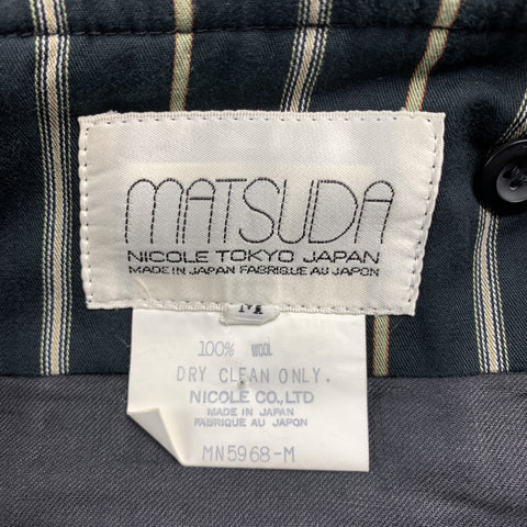 Vintage MATSUDA Size 32 Black Stripe Wool Zip Fly High Waisted Dress Pants