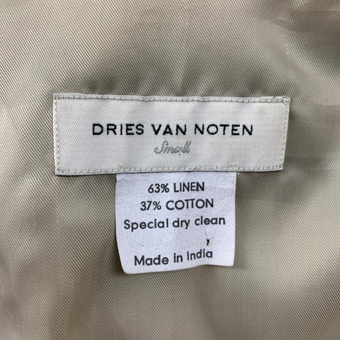 DRIES VAN NOTEN Size S Black Beige Linen Cotton Jacket