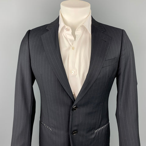 GIORGIO ARMANI Size 36 Regular Navy Chalkstripe Wool Sport Coat