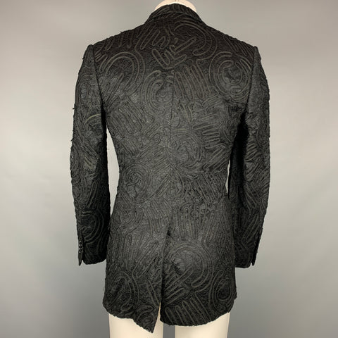 DOLCE & GABBANA Size 34 Black Guipure Viscose Blend Sport Coat