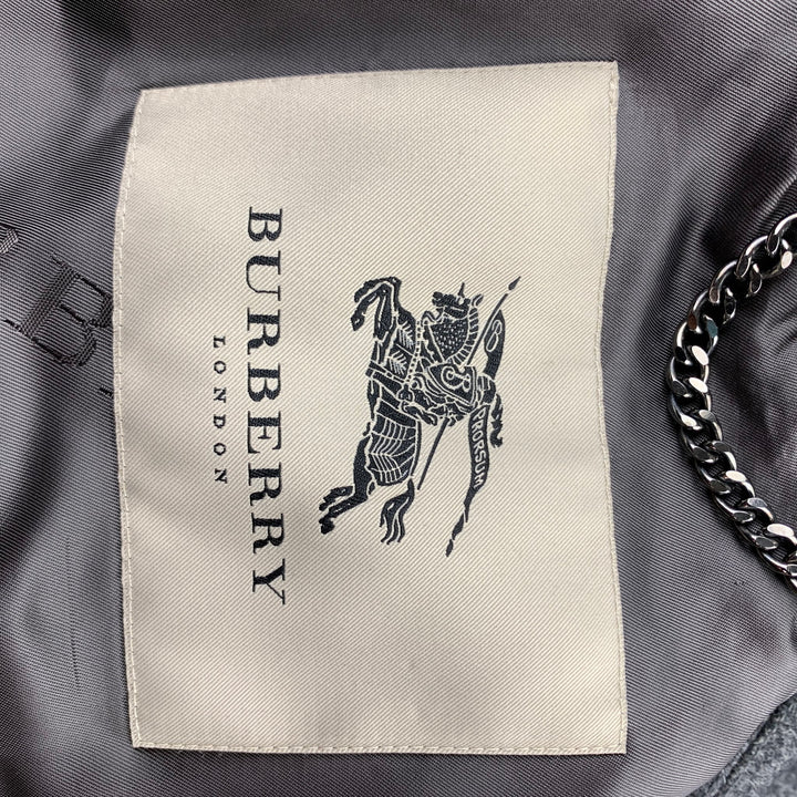 BURBERRY LONDON Size 44 Dark Gray Heather Wool / Polyamide Double Breasted Coat