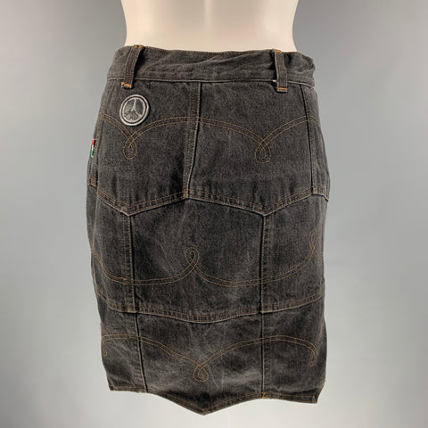MOSCHINO JEANS Taille M Mini-jupe en denim noir à points contrastés