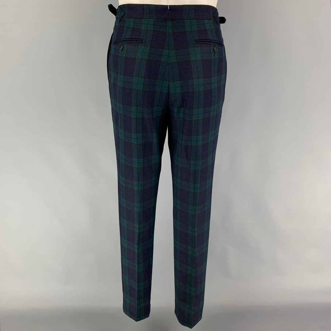 SUITSUPPLY Size 40 Blackwatch Plaid Cotton Peak Lapel Tuxedo Suit