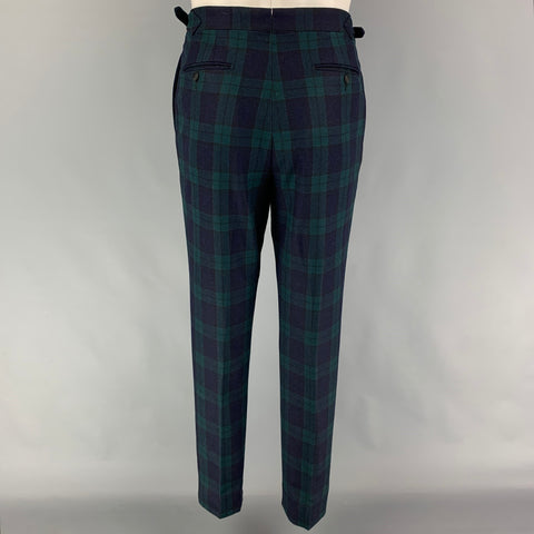 SUITSUPPLY Size 40 Blackwatch Plaid Cotton Peak Lapel Tuxedo Suit