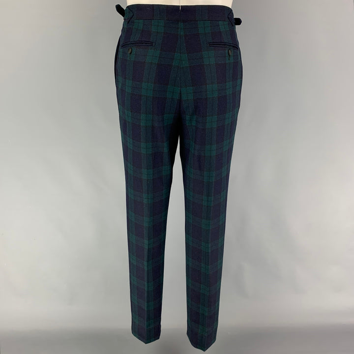 SUITSUPPLY Size 40 Blackwatch Plaid Cotton Peak Lapel Tuxedo Suit