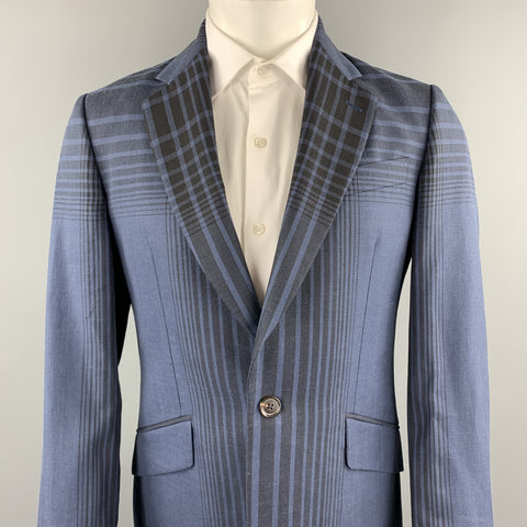 VIVIENNE WESTWOOD MAN James Size 40 Navy Plaid Wool Blend Notch Lapel Sport Coat