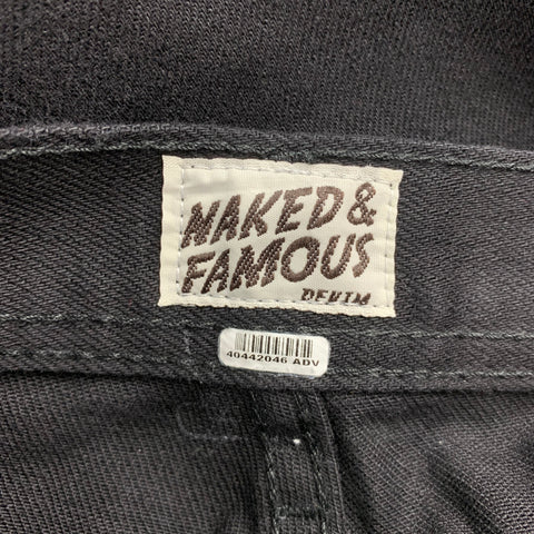 NAKED AND FAMOUS Size 34 Black Selvedge Denim Button Fly Jeans