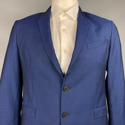PAUL SMITH Size 42 Regular Blue Wool / Mohair Sport Coat