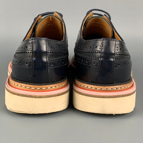 PAUL SMITH Zapatos con cordones y punta de ala de cuero perforado negro Talla 7