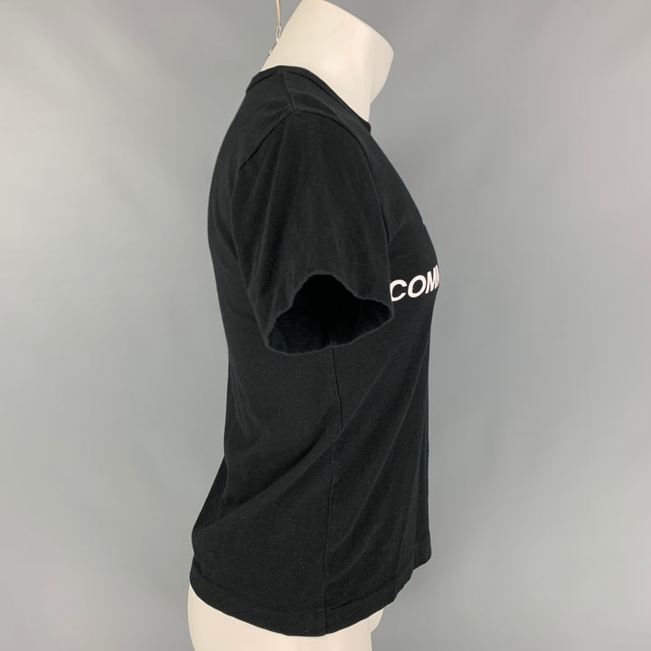 COMME des GARCONS Camiseta de algodón con cuello redondo y logo en blanco y negro Talla S