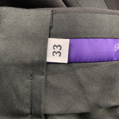 RALPH LAUREN Purple Label Size 33 Black Wool Side Tabs Dress Pants
