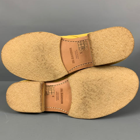 JIL SANDER Size 9 Yellow Suede Ankle Lace Up Shoes