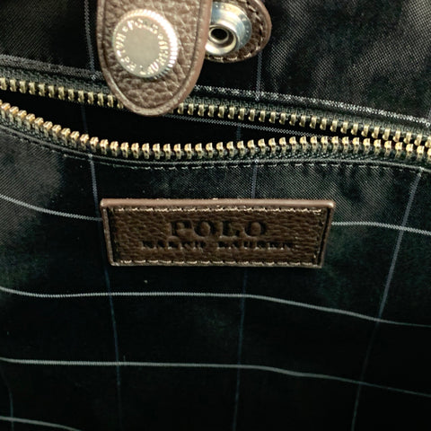 POLO by RALPH LAUREN Brown Pebble Grain Leather Briefcase Bag