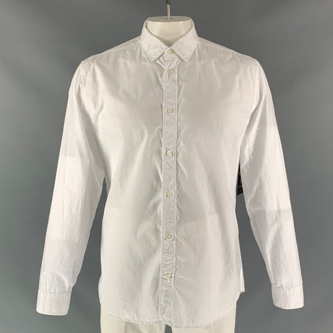 MARC JACOBS Size XL White Solid Cotton Button Up Long Sleeve Shirt