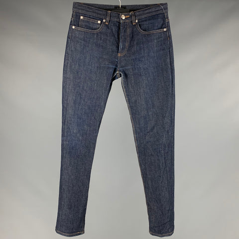A.P.C. Size 29 Blue Cotton Polyurethane Button Fly Jeans