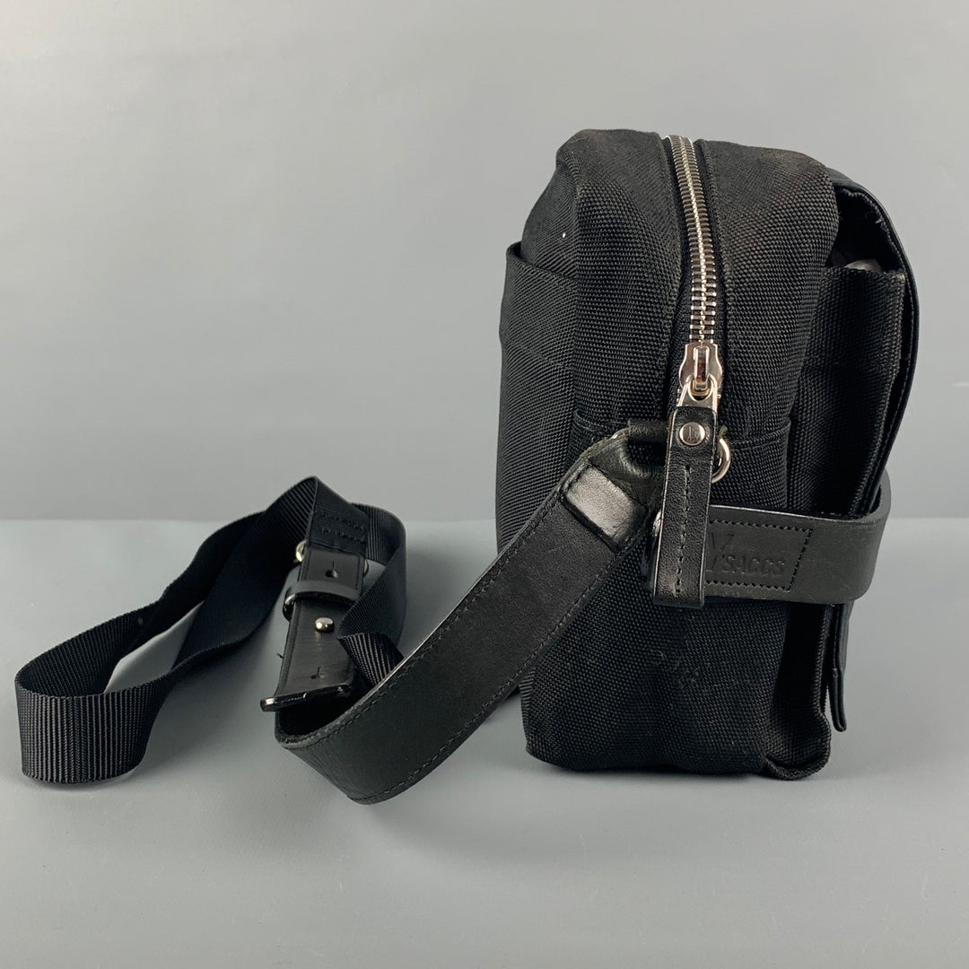 Y'SACCS Black Mixed Fabrics Nylon Leather Cross Body Bag