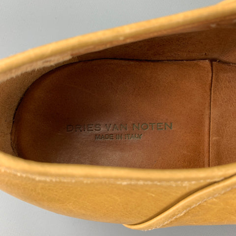 DRIES VAN NOTAN Talla 10 Zapatos con cordones y punta cuadrada con ribete rojo de cuero color canela