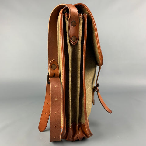 RRL by RALPH LAUREN Olive & Tan Canvas Leather Messenger Bag