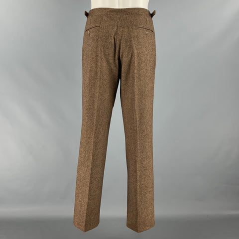 POLO by RALPH LAUREN Size 40 Brown Cream Nailhead Single breasted Suit