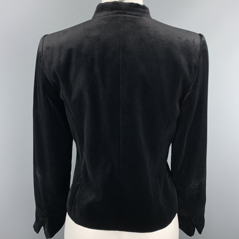YVES SAINT LAURENT Vintage Size 6 Black Velvet Band Collar Jacket