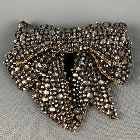 GUCCI Silver Silk Rhinestones Bow Bracelet