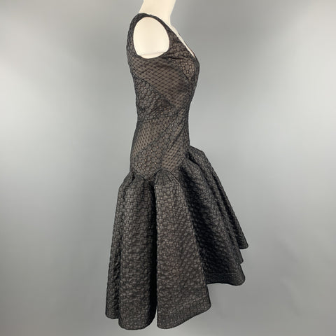 ZAC POSEN Size 6 Black Lace Ruffle Trumpet Skirt Cocktail Dress