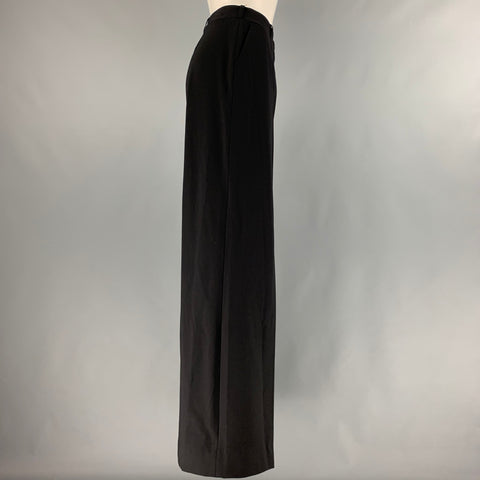 CELINE Taille L Pantalon habillé zippé en laine mélangée noire