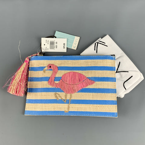 KAYU Blue Natural Stripe Straw Pouch Handbag