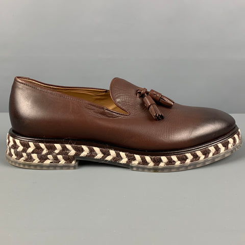 GIORGIO ARMANI Size 9.5 Brown Antique Leather Slip On Loafers