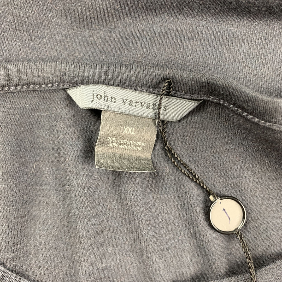 JOHN VARVATOS Talla XXL Camisa Henley Henley de algodón/lana color carbón liso