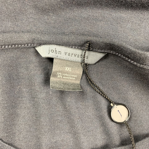 JOHN VARVATOS Size XXL Charcoal Solid Cotton / Wool Henley Henley Shirt