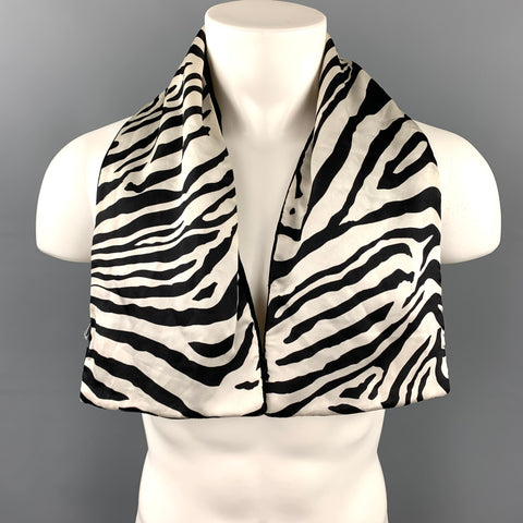 DOLCE & GABBANA Black & White Zebra Rayon Velvet Reversible Scarf