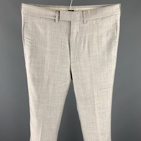 GUCCI Size 30 Light Grey Heather Wool Blend Zip Fly Dress Pants
