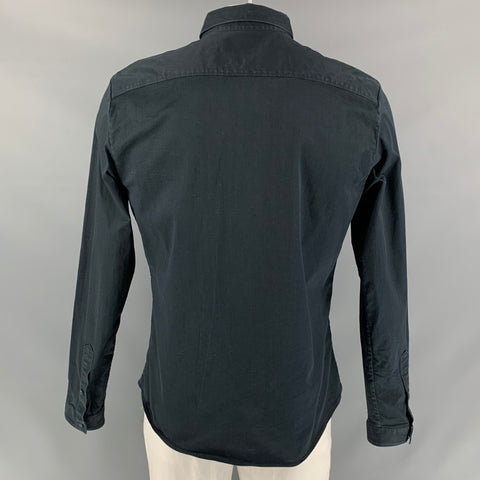 GUCCI Duke Size L Black Twill Button Down Long Sleeve Shirt