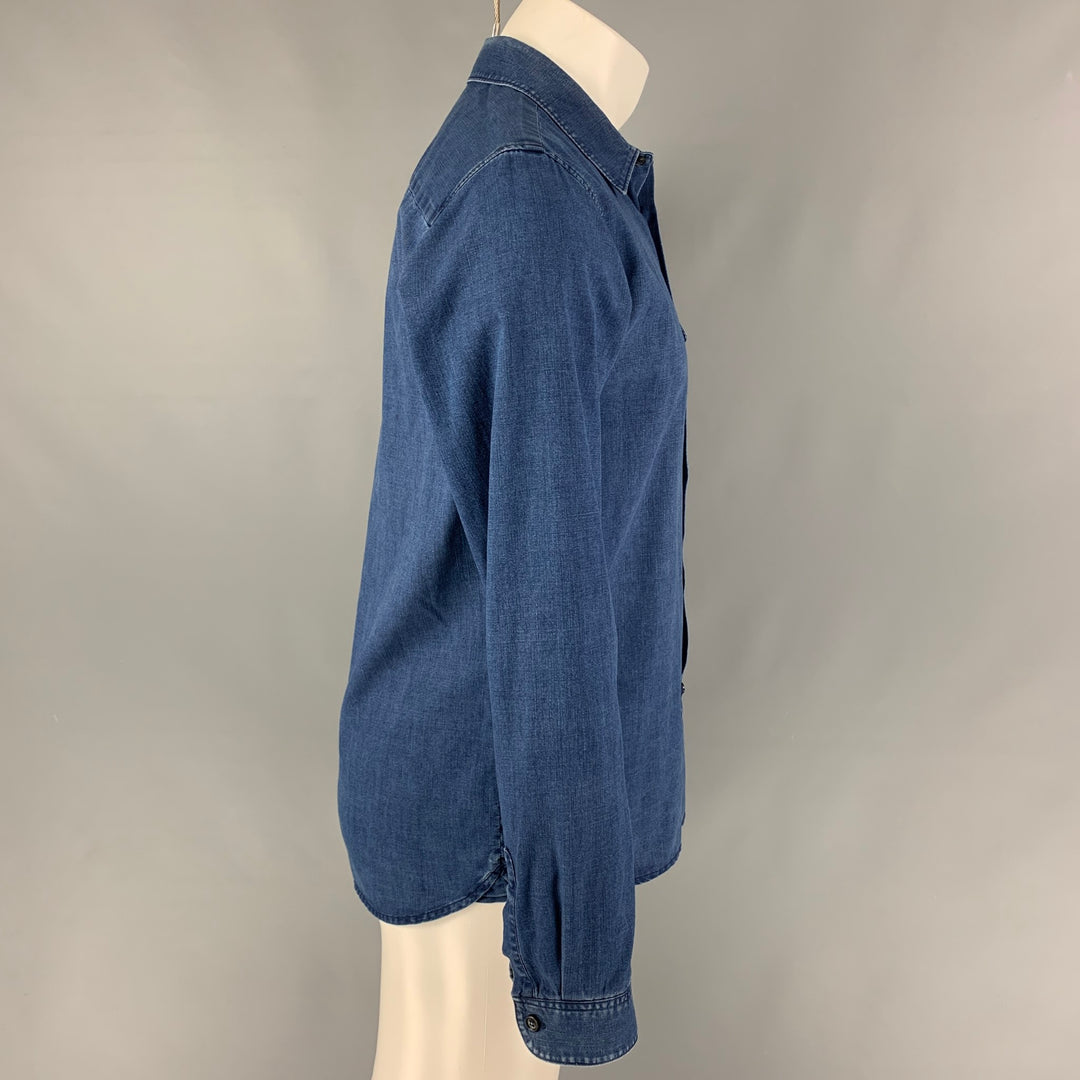 A.P.C. Size M Blue Cotton Polyester Denim Long Sleeve Shirt
