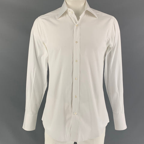 GUCCI Camisa de manga larga con botones de algodón blanco talla L