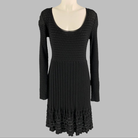 M MISSONI Size 8 Black Wool Blend Knitted A-Line Dress