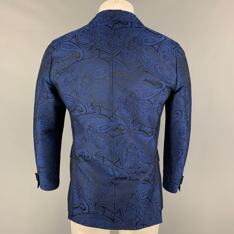 DSQUARED2 Size 38 Blue Black Jacquard Polyester Silk Sport Coat