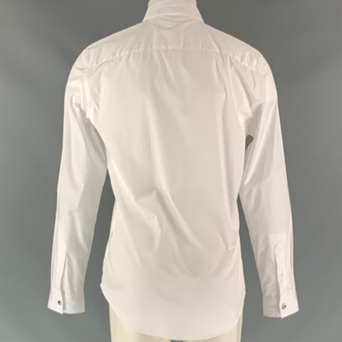 VERSACE Size S White Solid Cotton Button Up  Long Sleeve Shirt