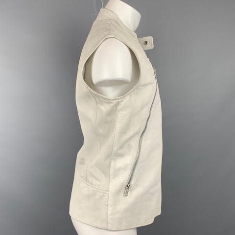 MAISON MARTIN MARGIELA Talla 42 Chaleco de cuero texturizado blanco roto