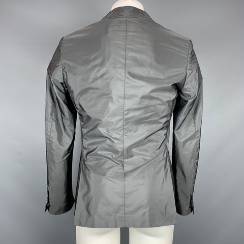 PRADA Taille 38 Manteau de sport à revers cranté en nylon anthracite
