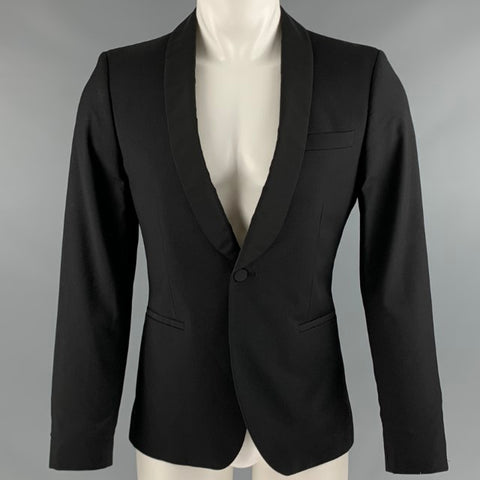J. LINDEBERG Taille 38 Manteau col châle en laine noire
