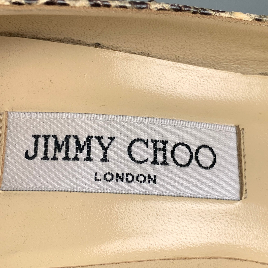 JIMMY CHOO Zapatos de tacón de aguja con piel de serpiente beige Talla 7
