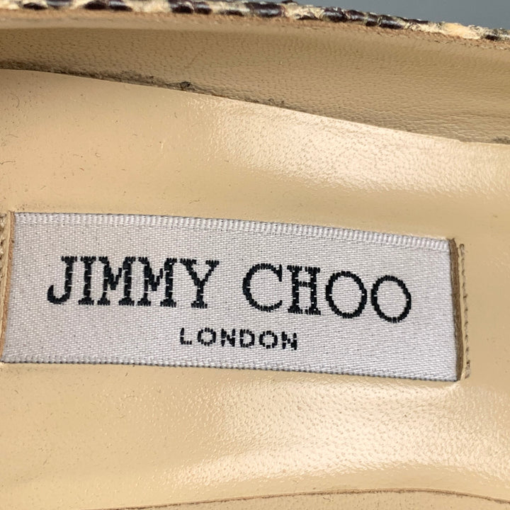JIMMY CHOO Zapatos de tacón de aguja con piel de serpiente beige Talla 7