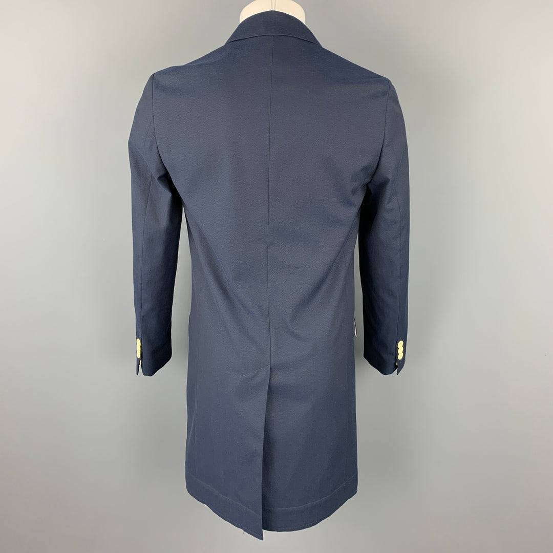 MARC JACOBS Size 36 Navy Wool / Cotton Notch Lapel Coat