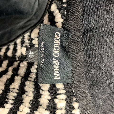 GIORGIO ARMANI Talla 4 Abrigo abotonado tejido en mezcla de viscosa blanca y negra