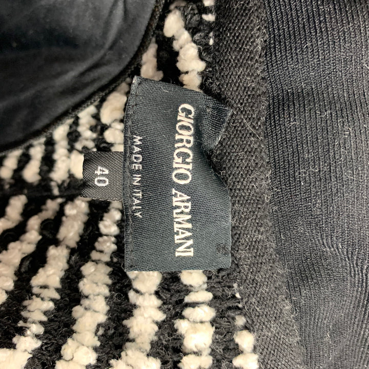 GIORGIO ARMANI Taille 4 Manteau boutonné tissé en mélange de viscose blanc noir
