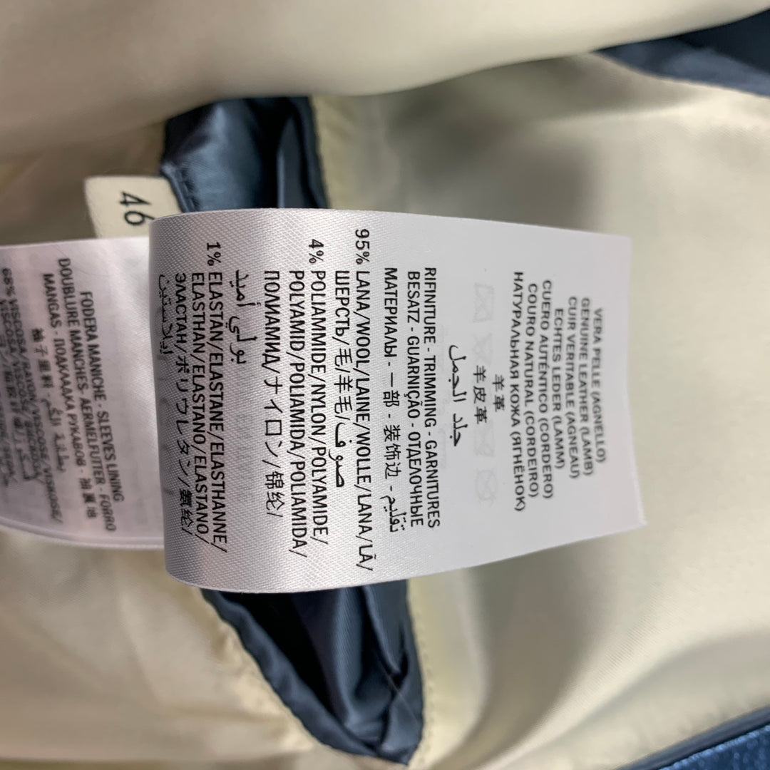 GUCCI FW 2017 Size 36 Blue Metallic Stripe Lamb Leather Bomber Jacket