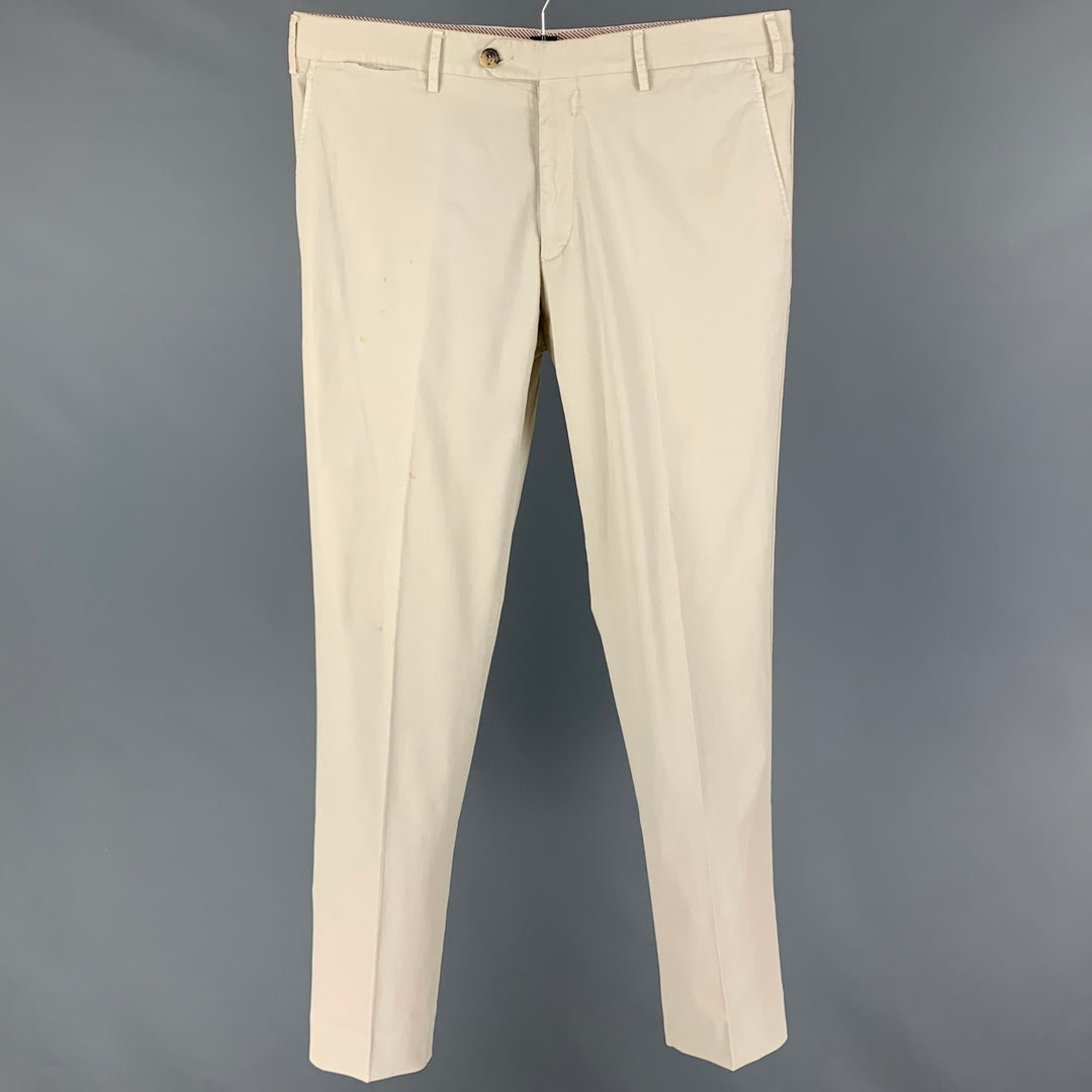 ISAIA Size 36 Khaki Cotton Casual Pants